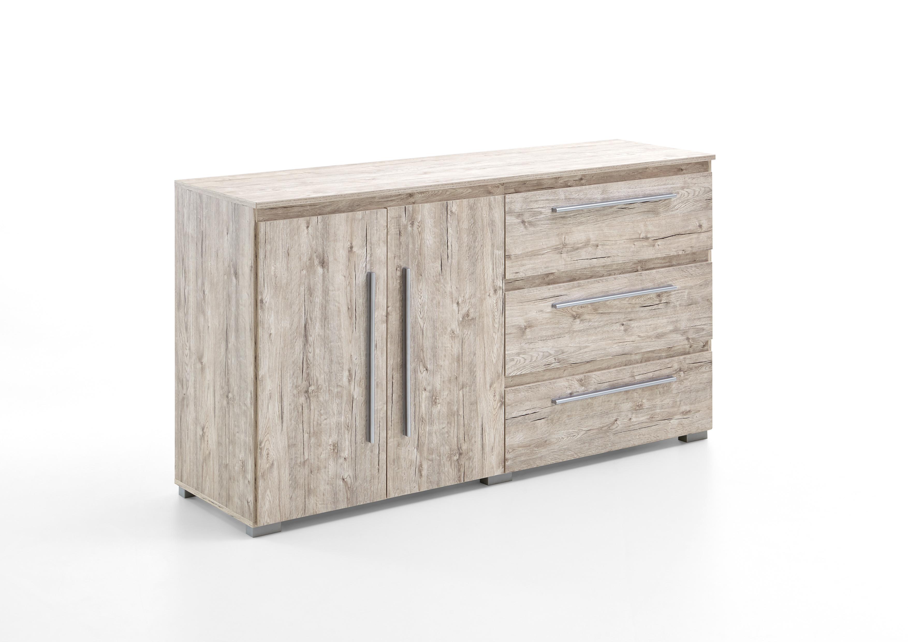 SIDEBOARD Bali Kommode Eiche Sand - Eichefarben/Silberfarben, Holzwerkstoff/Kunststoff (169/92/50cm) - arthur berndt