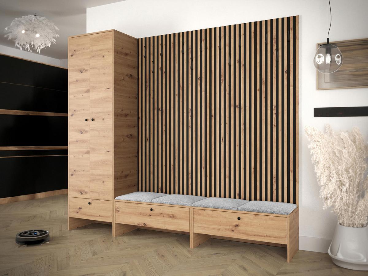 GARDEROBE Balma VI - Silberfarben/Eiche Artisan, Holzwerkstoff (230/206/44cm) - MIRJAN24