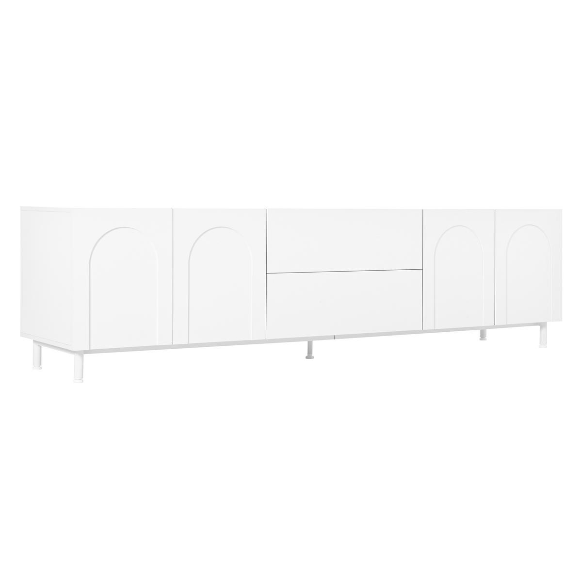 TV-LOWBOARD Weiß 180cm mit 4 Türen & 2 Schubladen im Bogen-Design - Weiß, Holzwerkstoff (180/48/40cm) - Urban Meuble