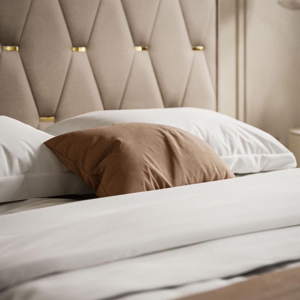 POLSTERBETT IZOLDA mit hohem Kopfteil 140x200 cm Royal Velvet 176 - Beige, Textil - Lookway