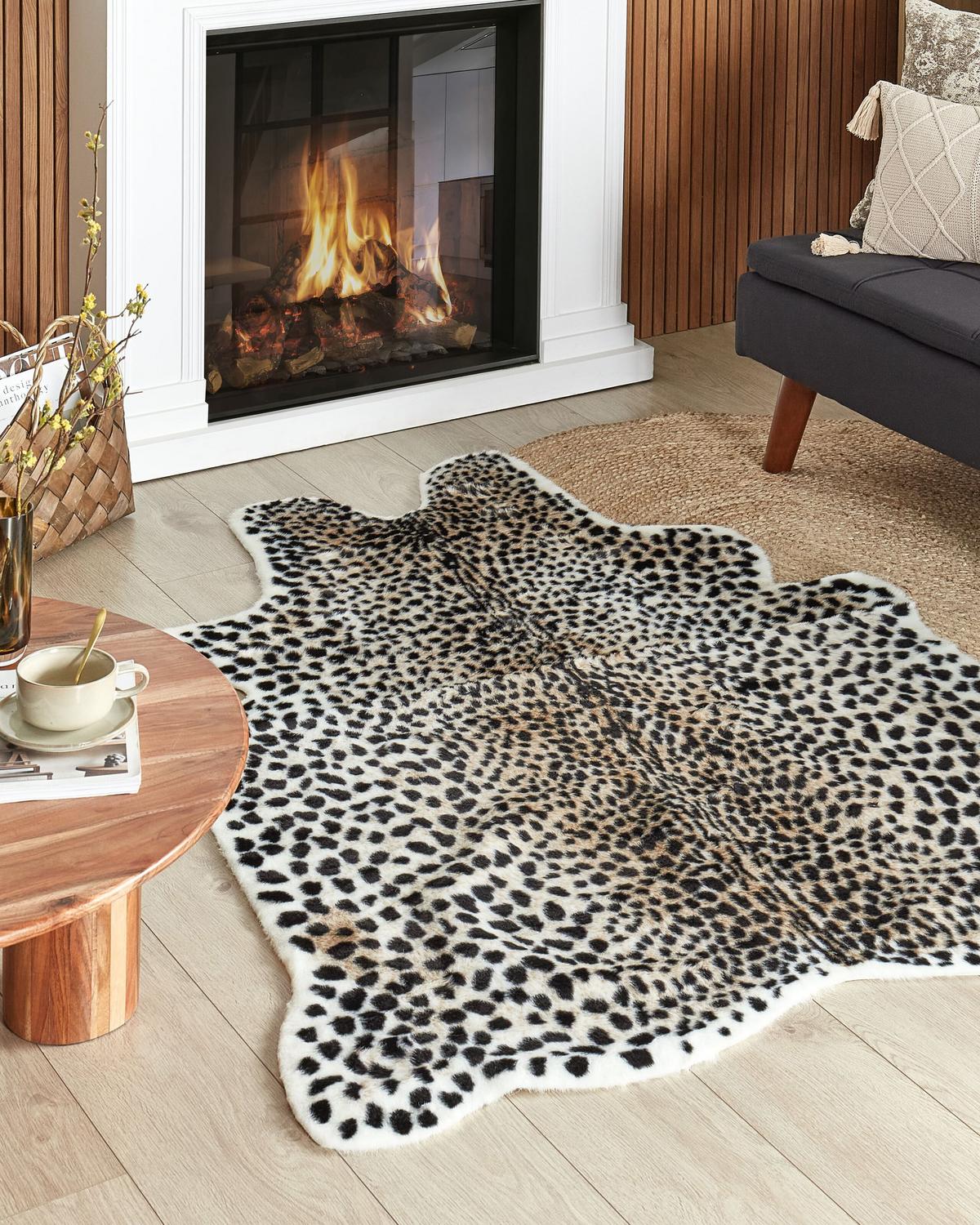 KUHFELL-TEPPICH Ossa 170/130 cm - Beige/Schwarz, Textil (130/170cm) - Beliani