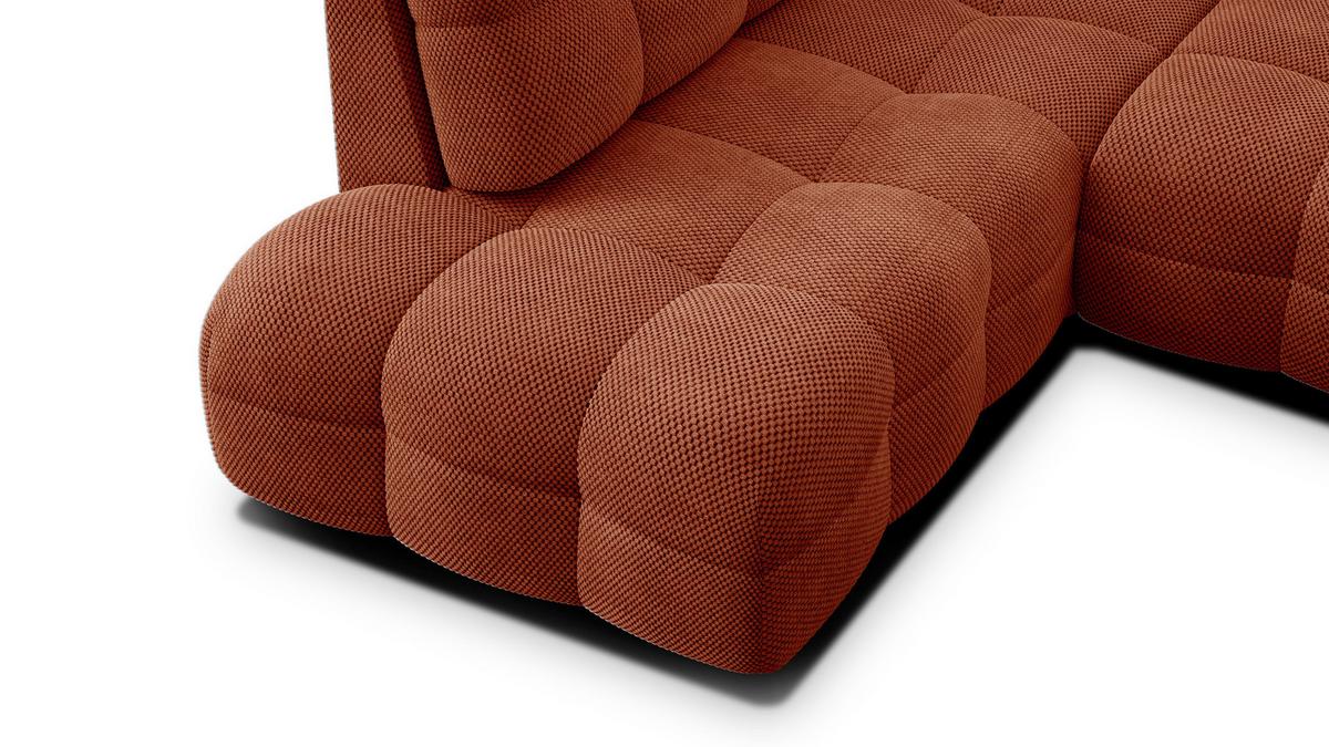 ECKSOFA MELLOW 5-Sitzer, dunkelorange - Dunkelorange/Schwarz, Holz/Textil (283/191cm) - Wozimo
