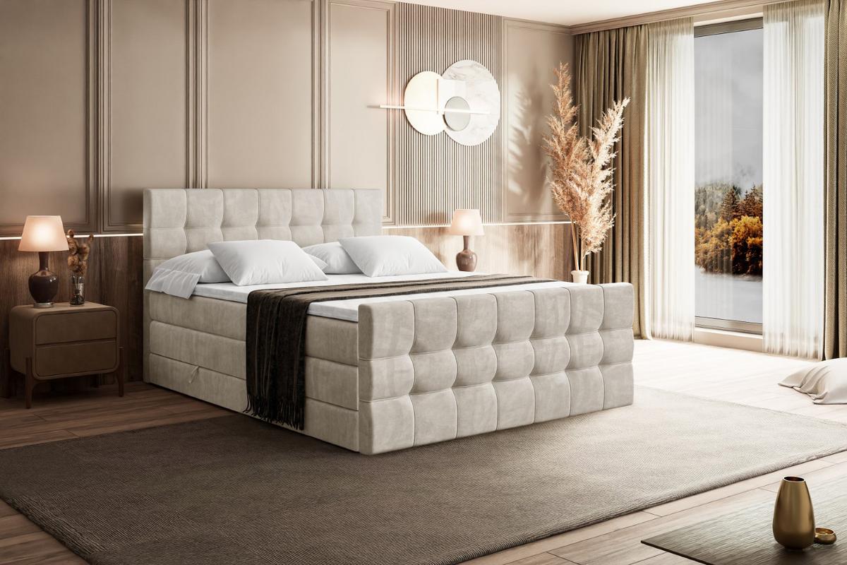 BOXSPRINGBETT BERO-Z KING - 200 x 200 - H3/H4 - Ecru - Ecru, Holzwerkstoff (200/200cm) - ALTDECOR