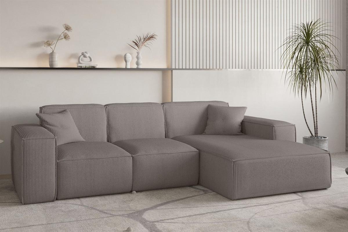 ECKSOFA Celes Premium Stoff Scala - Taupe, Holzwerkstoff/Textil (266/165cm) - Fun Möbel