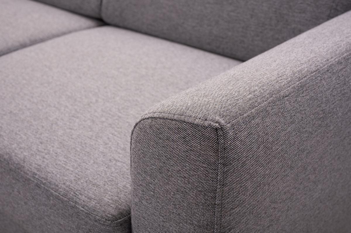 ECKSOFA SAPORE Grau Geflochtener Stoff mit Schlaffunktion - Grau, Holz (235/170cm) - MASSENO