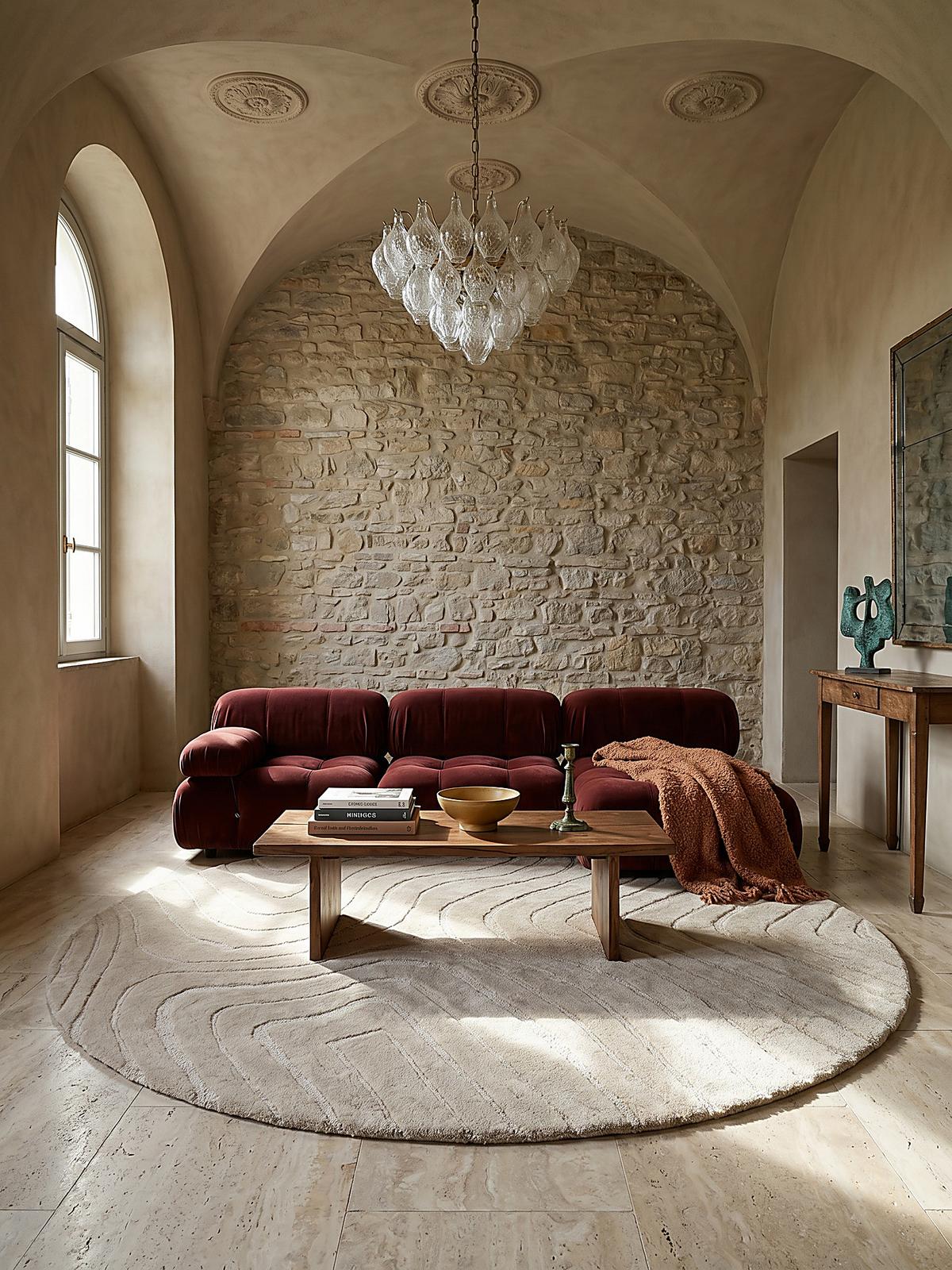 WOLLTEPPICH LEVEN, abstrakt, Beige, Ø 160 cm - Beige, Textil (160/160cm) - KADIMA DESIGN