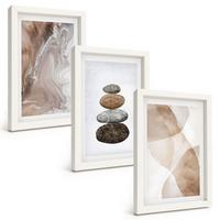 BILDER SET 3er Set - 20x30 cm Weißer Rahmen - Abstrakte Pastellformen - Weiß, Kunststoff (20/30cm) - TULUP