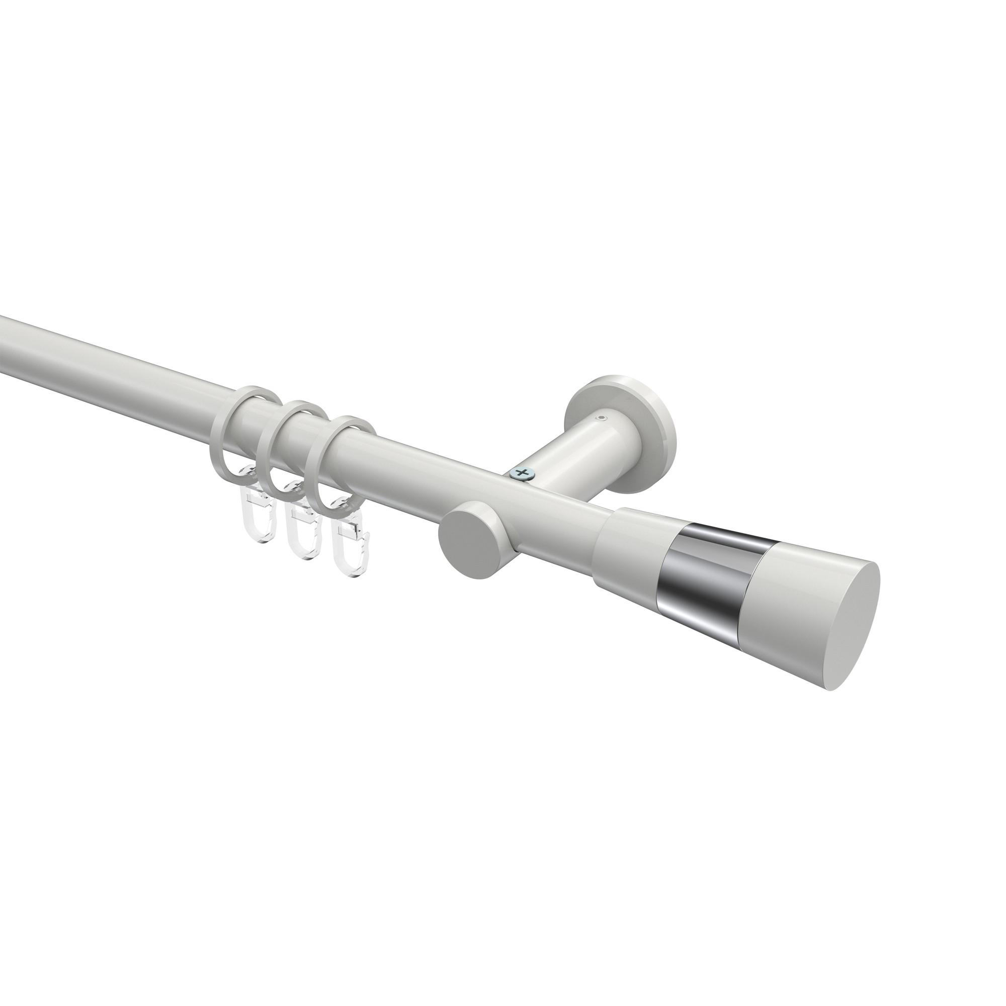 GARDINENSTANGE Platon Tanara 540 cm (geteilt in 3 x 180 cm), 1-läufig, 20 mm Ø Weiß - Chromfarben/Weiß, Metall (540cm) - INTERDECO