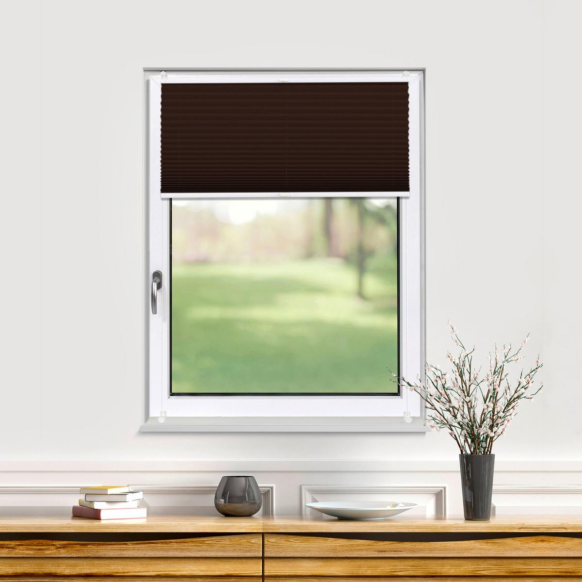 PLISSEE Thermo Basic 45 x 150cm Klemmfix ohne Bohren - Dunkelbraun, Textil (45/150/150cm) - Deco-Raum