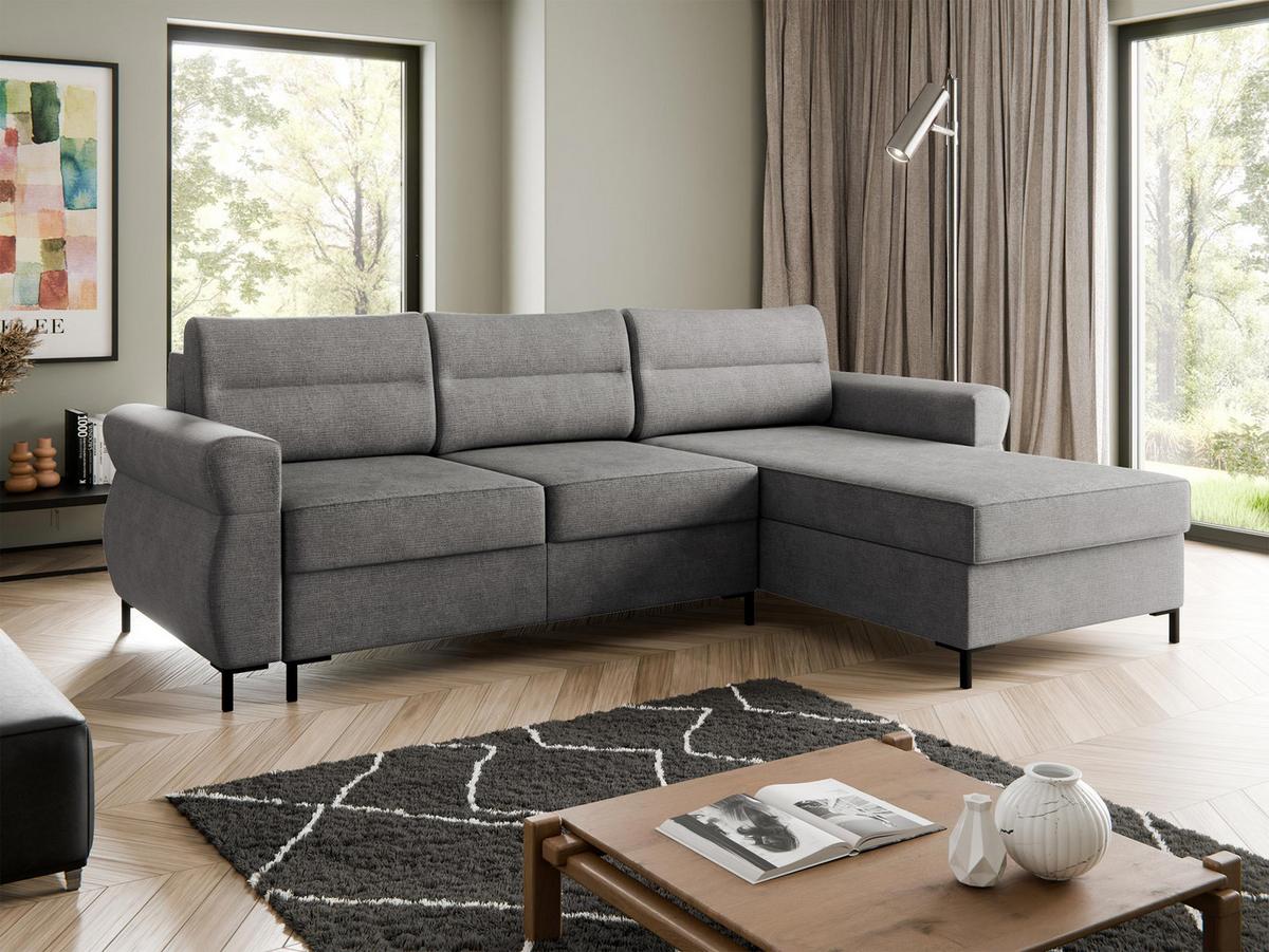 ECKSOFA Berne - Blaugrau/Schwarz, Holz/Kunststoff (258/170cm) - MIRJAN24