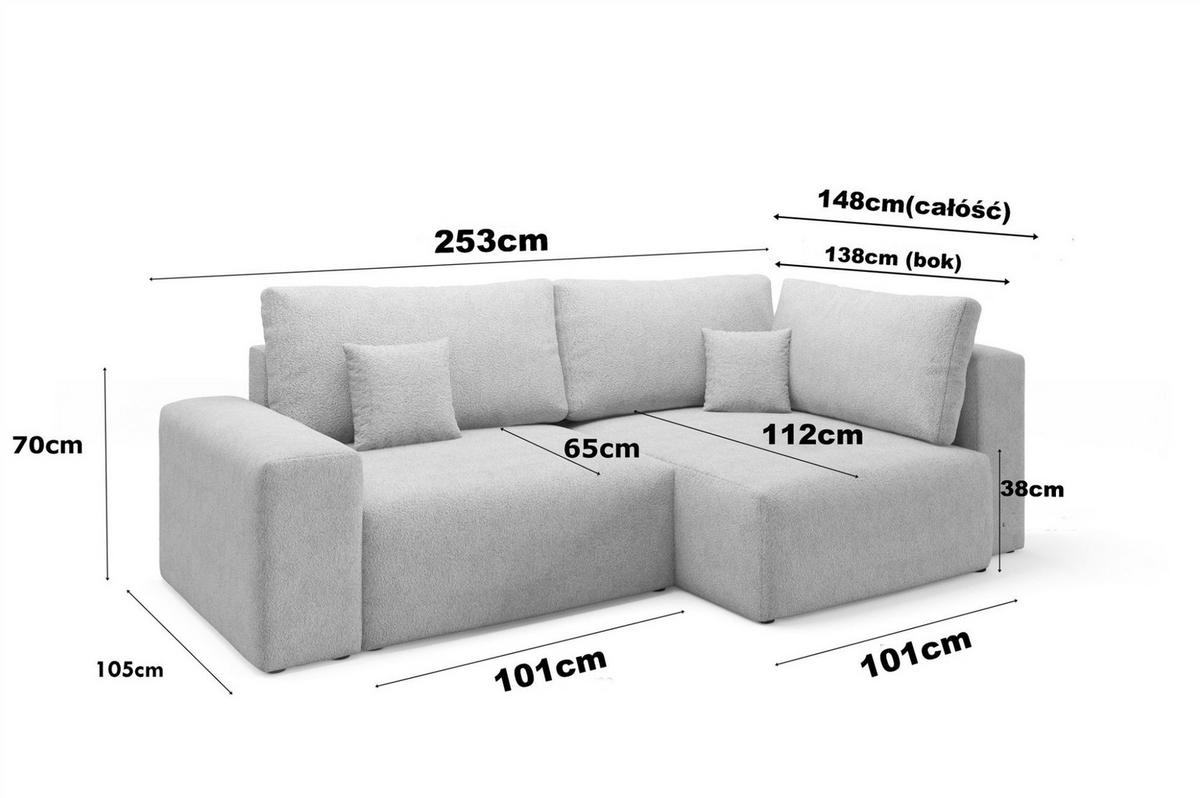 ECKSOFA Arona Mit Schlaffunktion - Beige, Holzwerkstoff/Textil (253/148cm) - Fun Möbel