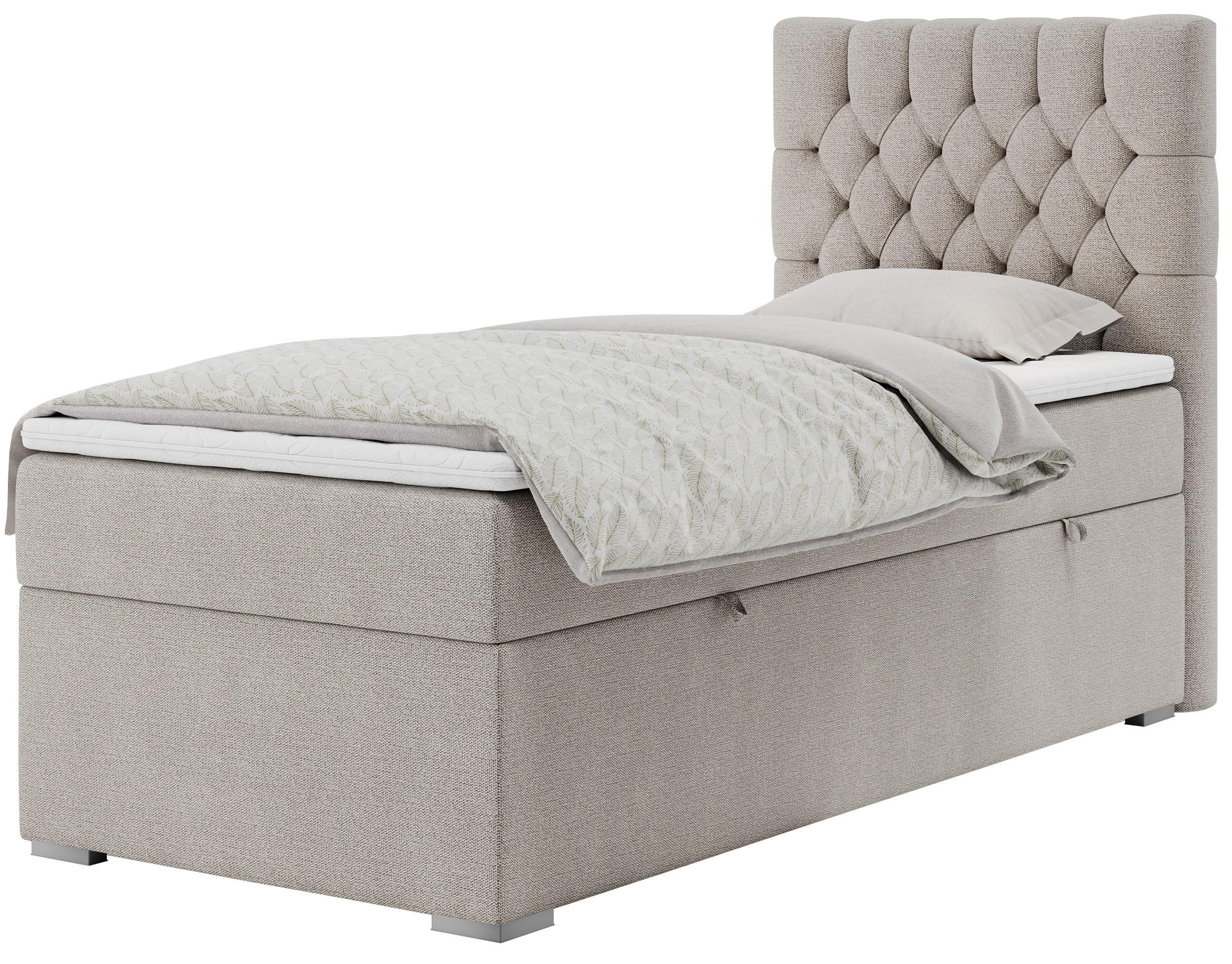 BOXBETT PERA 90/200 Beige Struktur - H4 - Rechts Seite - Beige, Holz/Textil (90/200cm) - MKS