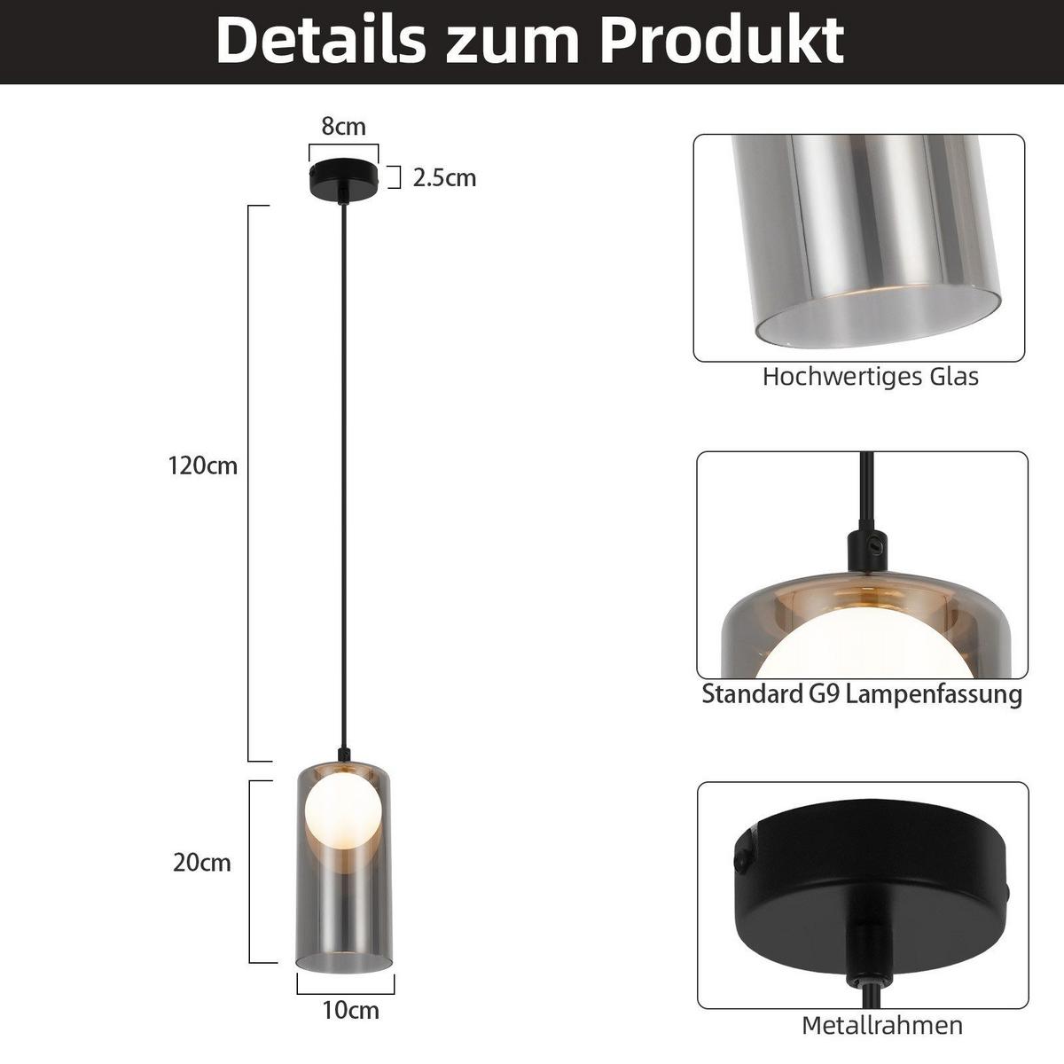 PENDELLEUCHTE Margeson 8/8/145.5 cm - Schwarz, Metall (8/8/145.5cm) - Nettlife
