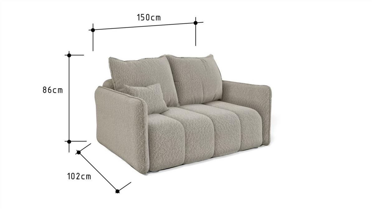 SOFA 2-sitzer Morgano - Creme, Holzwerkstoff/Textil (150/86/102cm) - Fun Möbel