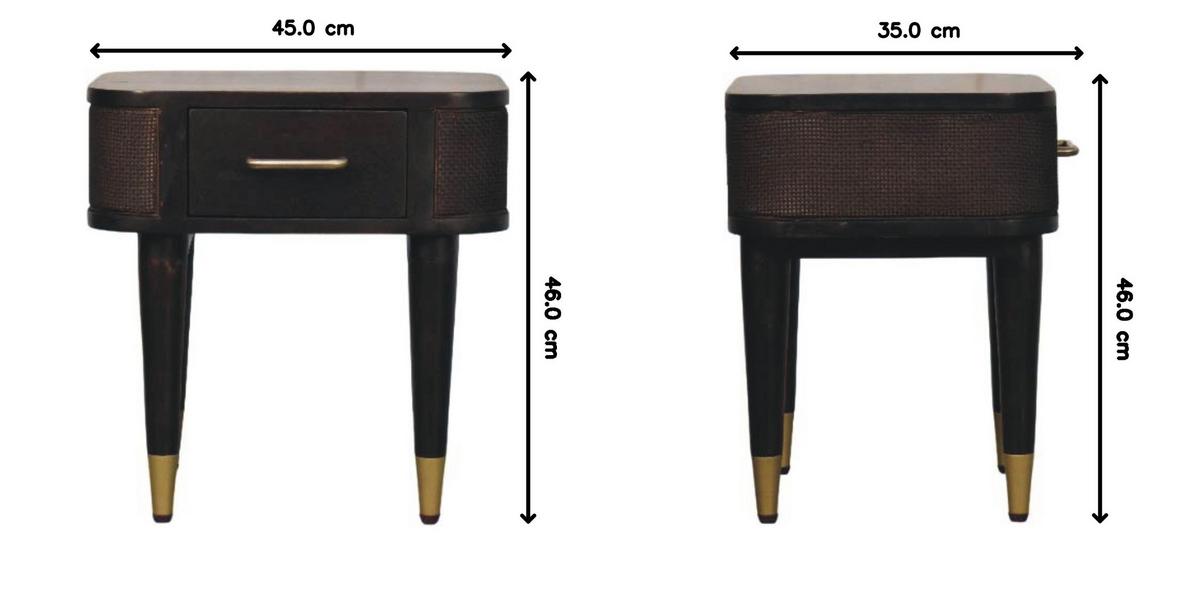 NACHTTISCH mit Samt-Mokka-Finish, 1 Schublade, T-Bar-Griffe, dunkelbraun - Dunkelbraun, Holz (45/46/35cm) - Artisan Furniture