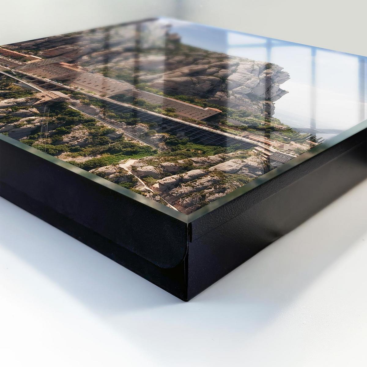 SCHLÜSSELBOX Schwarz 30x30 cm- Türöffnung nach rechts - Bergarchitektur - Grau, Metall (30/30/5cm) - TULUP