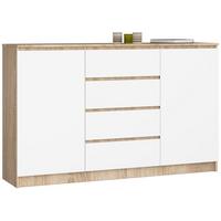 KOMMODE Eiche Sonoma, Weiß 99/160/40 - Weiß, Holzwerkstoff (160/99/40cm) - RAUMHIRSCH FURNITURE