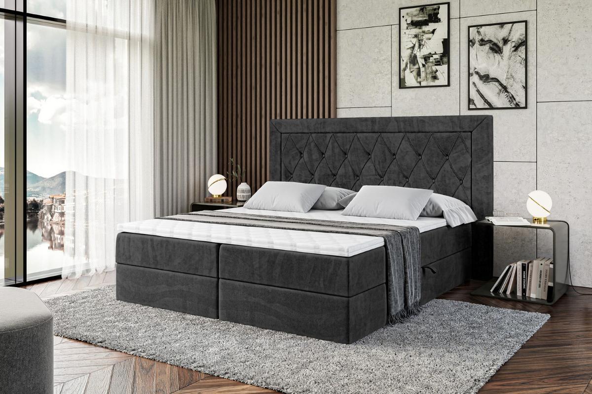 BOXBETT mit H3-Matratze und Lattenrost - NOEL - 140x200 Schwarz - Schwarz, Holzwerkstoff (140/200cm) - ALTDECOR
