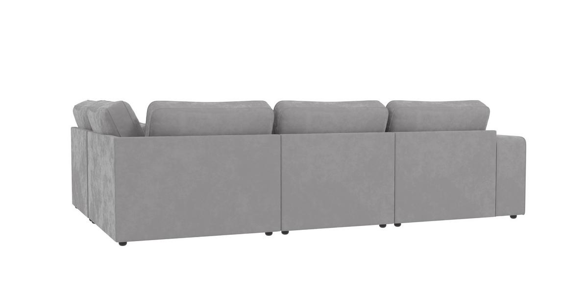 ECKSOFA modularer Leox Hellgrau Samt-Stoff - Hellgrau/Schwarz, Kunststoff/Textil (305/281cm) - S-Style