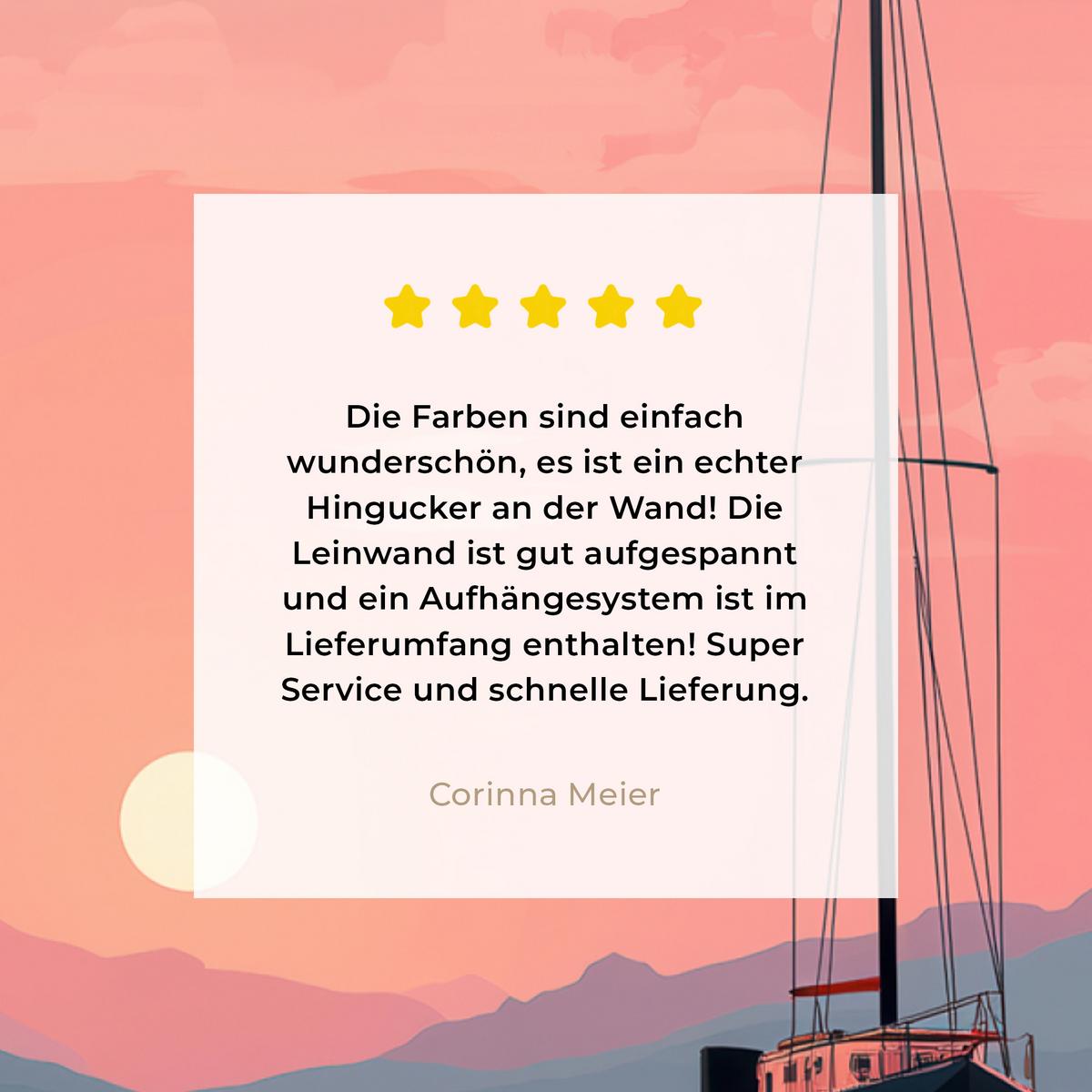 LEINWANDBILD Segelboot - Rosa Meer - Sonnenuntergang - Berge Room Decor 30x40 cm - Rosa, Textil (30/40cm) - MuchoWow