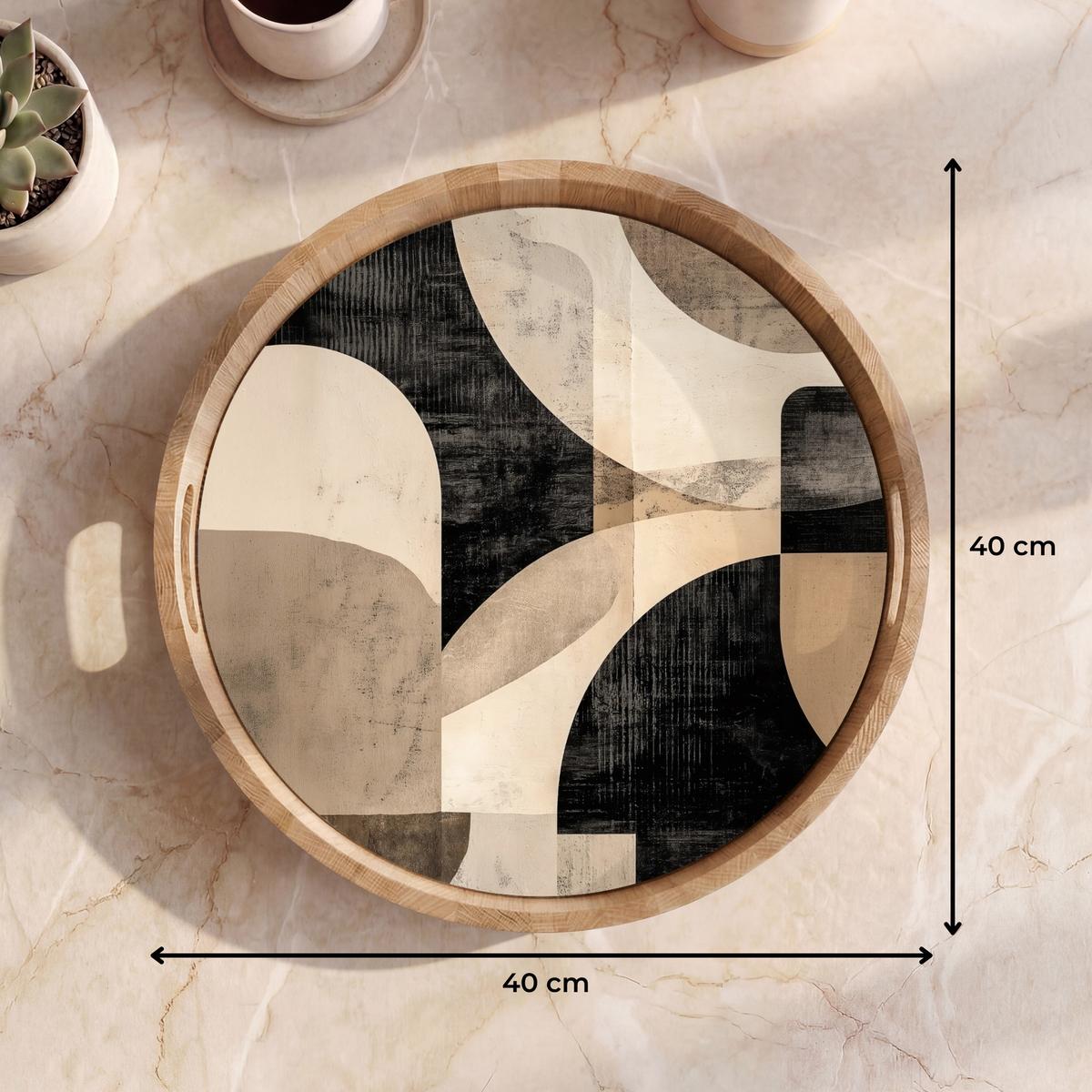 TABLETT Abstrakt - Formen - Modern - Beige 40x40 cm - Beige, Holz (40/5/5cm) - OnlyWow
