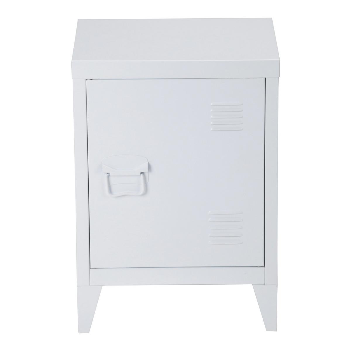NACHTSCHRANK Inari - Weiß, Metall (40/57/30cm) - [en.casa]