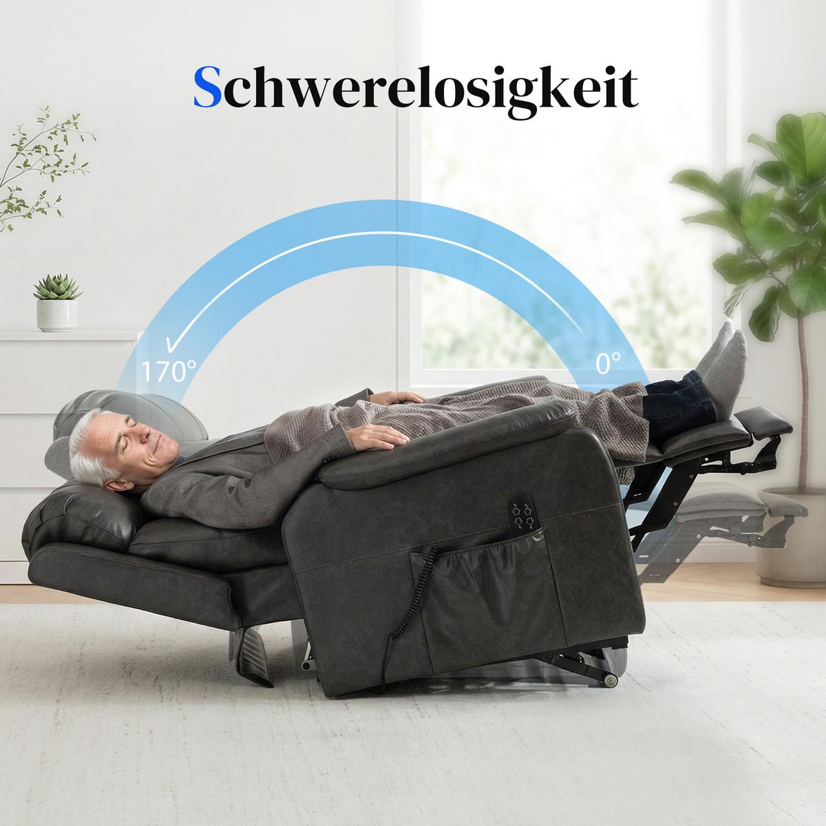 RELAXSESSEL Kunstleder Schaumstoff Schwarz - Schwarz, Kunststoff (87/105/96cm) - HOMCOM