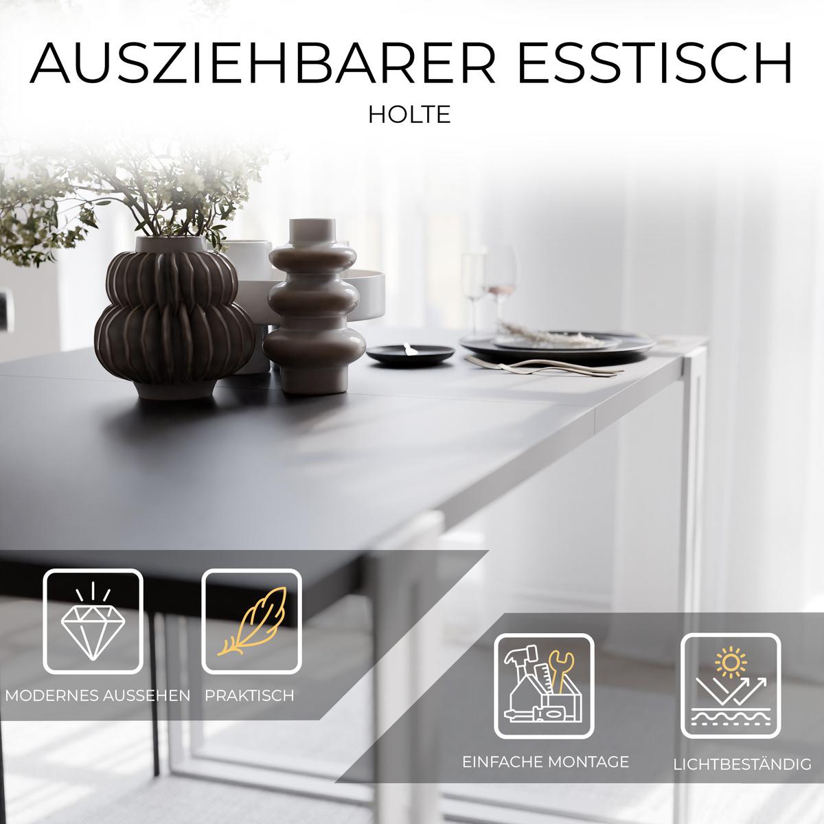 TISCH ausziehbar aus MDF, Schwarz - Schwarz/Weiß, Holzwerkstoff (140/80/76cm) - Idohome
