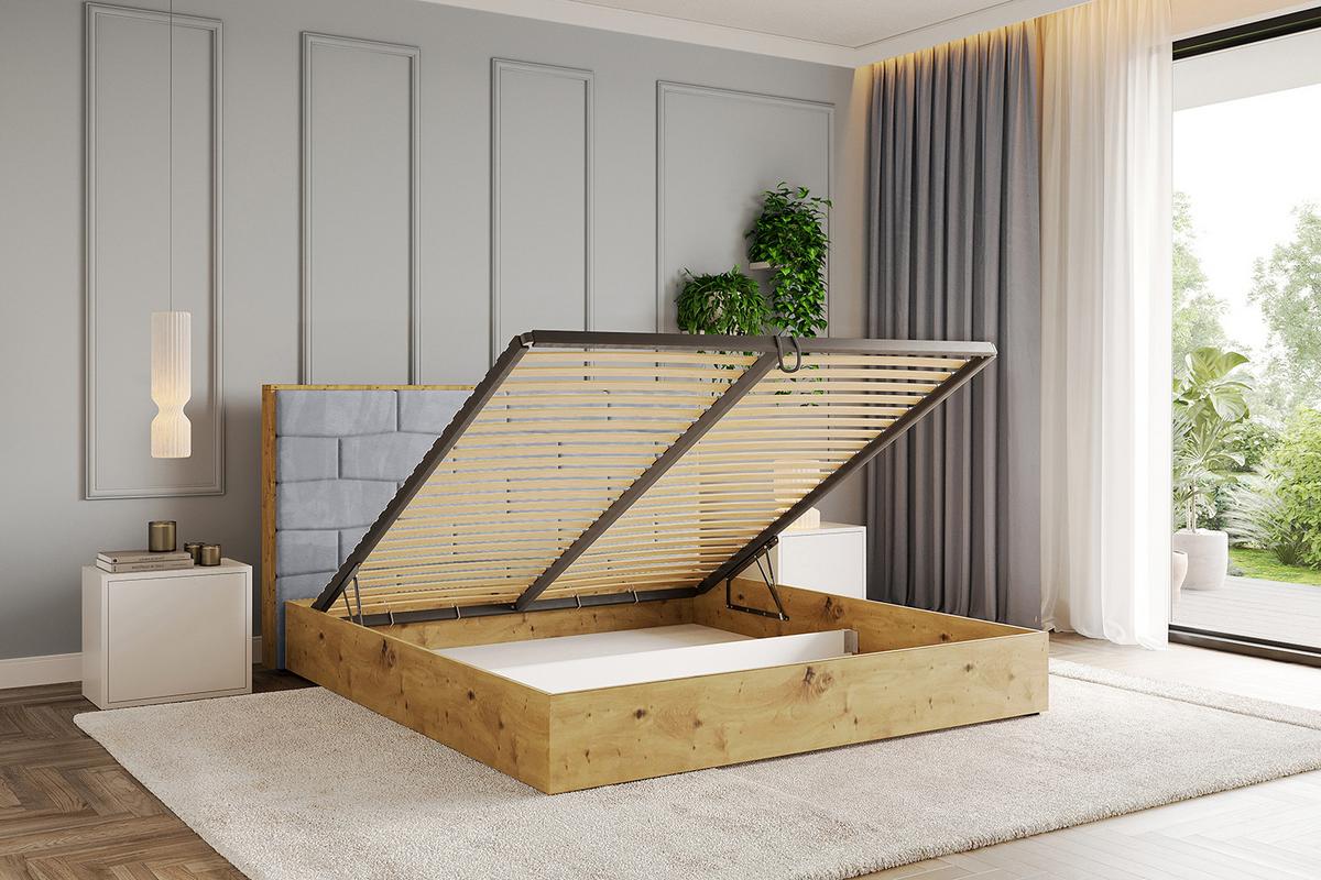 POLSTERBETT mit Bettkasten und Lattenrost, Bett mit Matratze H3/H4 - ENZO8 180x200 Hellgrau - Hellgrau, Holzwerkstoff/Textil (180/200cm) - ALTDECOR