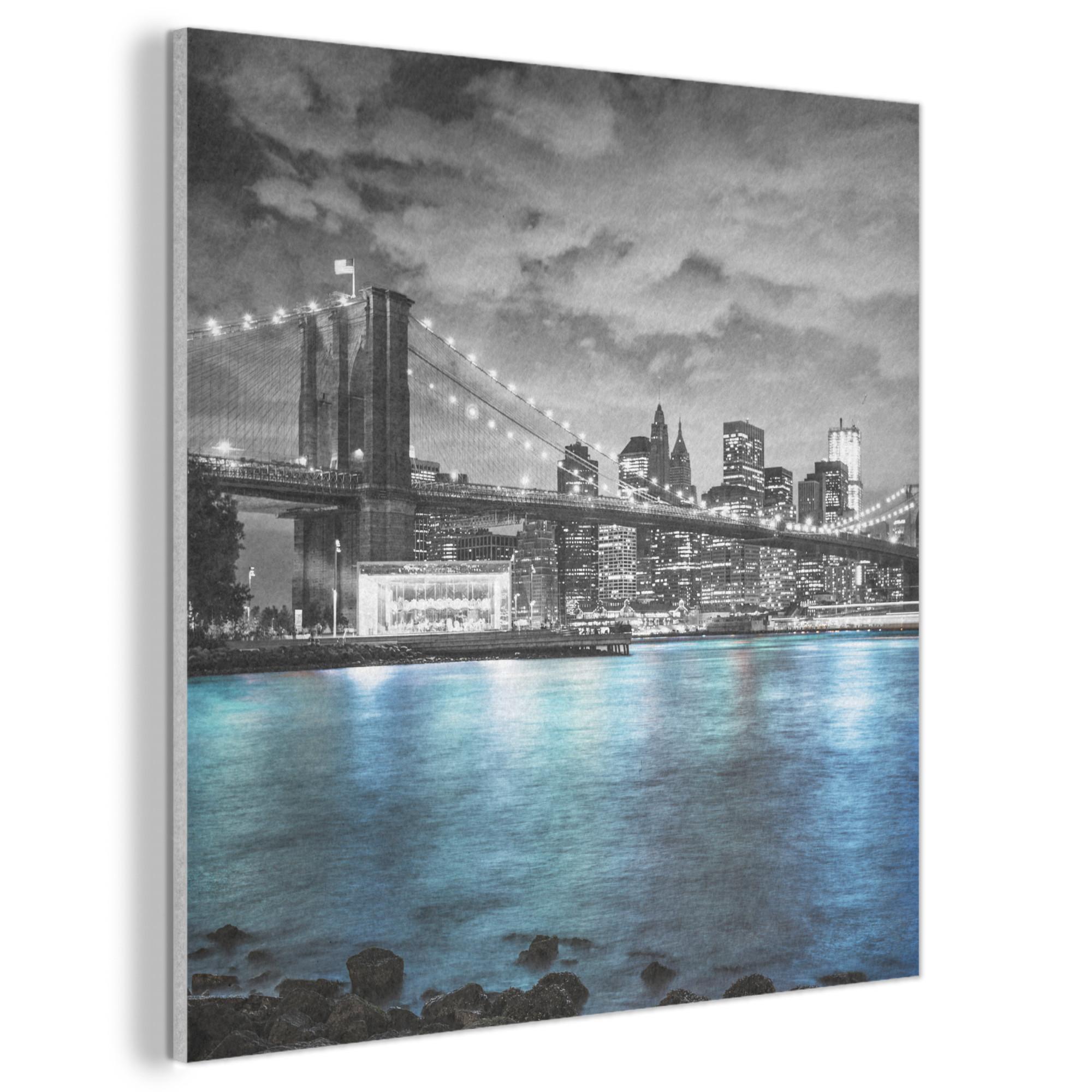 AKUSTIKBILD New York - Skyline - Stadt - Blau Akustikpaneele 90x90 cm - Blaugrau, Kunststoff (90/90/0.9cm) - MuchoWow