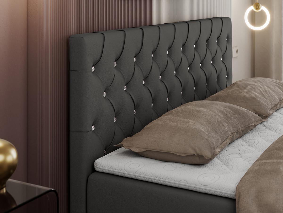 BOXBETT ROMA 120/200 - Dunkelgrau Kunstleder - H4 - Dunkelgrau, Holz/Textil (120/200cm)