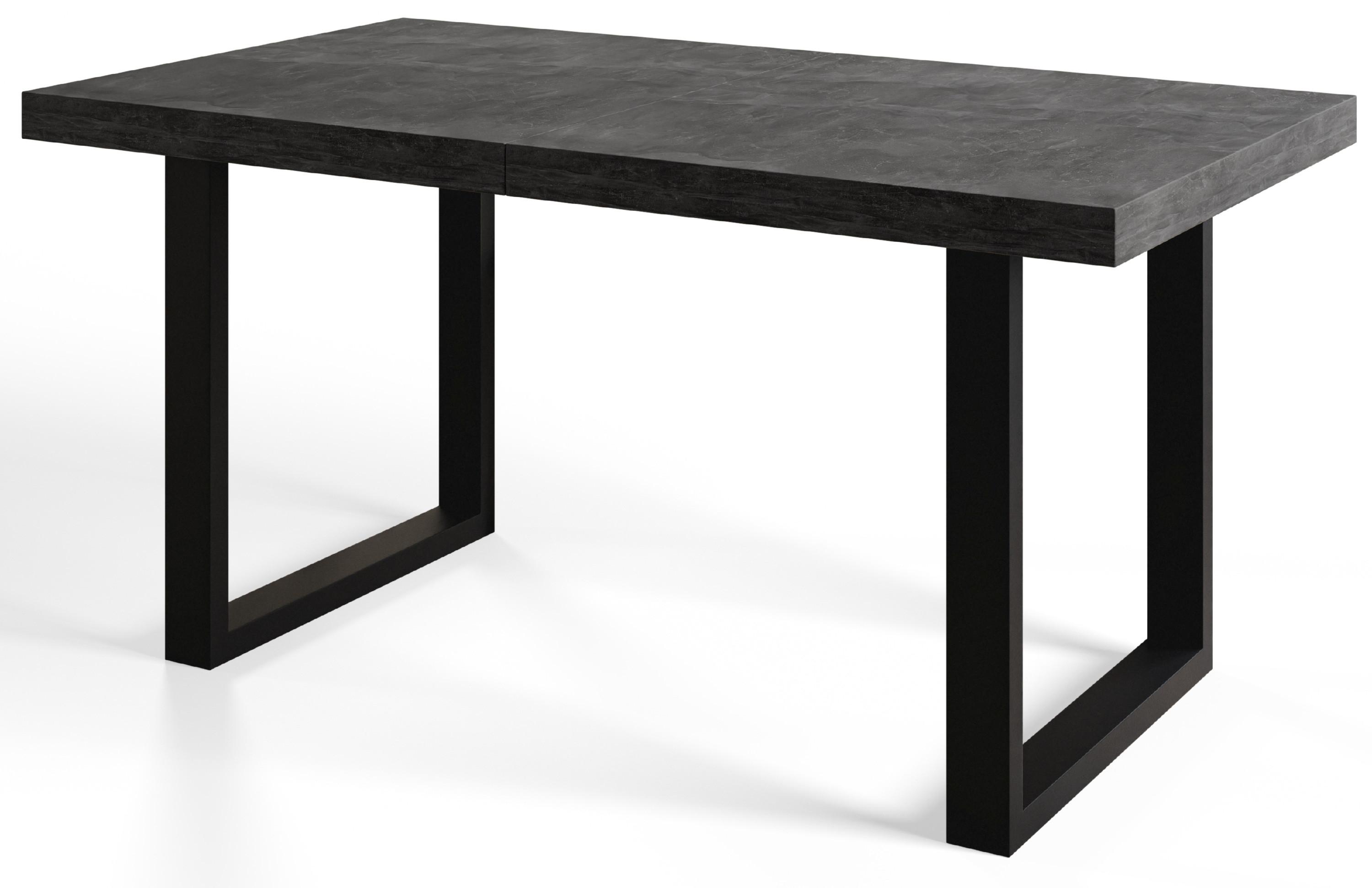 ESSZIMMERTISCH LOFT-U 160X90X77 cm, Farbe: Dunkelgrau, mit Metallbeinen in Farbe Schwarz - Dunkelgrau/Schwarz, Holzwerkstoff (160/90/77cm) - Alpi-Möbel