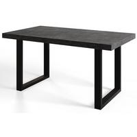 ESSZIMMERTISCH LOFT-U 160X90X77 cm, Farbe: Dunkelgrau, mit Metallbeinen in Farbe Schwarz - Dunkelgrau/Schwarz, Holzwerkstoff (160/90/77cm) - Alpi-Möbel
