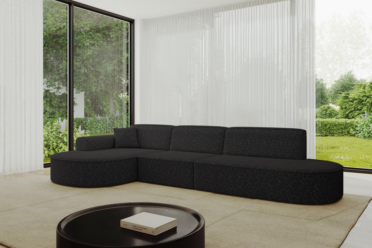 ECKSOFA Ottomane Links MARI-L2 - 328x171x79 cm Schwarz Tissu - Schwarz, Holzwerkstoff/Kunststoff (328/171cm) - ALTDECOR
