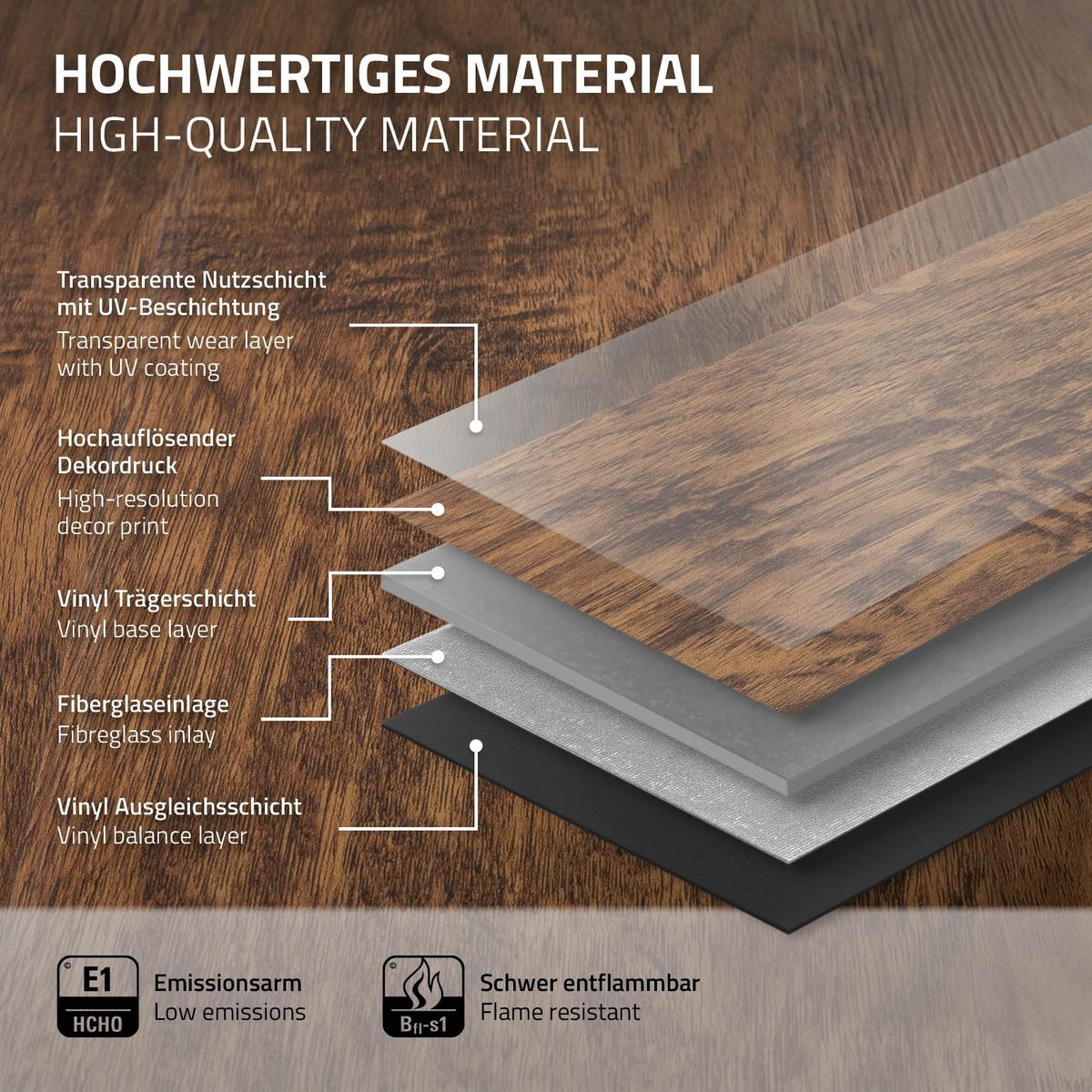 VINYLBODEN Click 3,08m²/14 Dielen Classic Akazie - Graubraun, Kunststoff (122/18/0.42cm) - ML-DESIGN