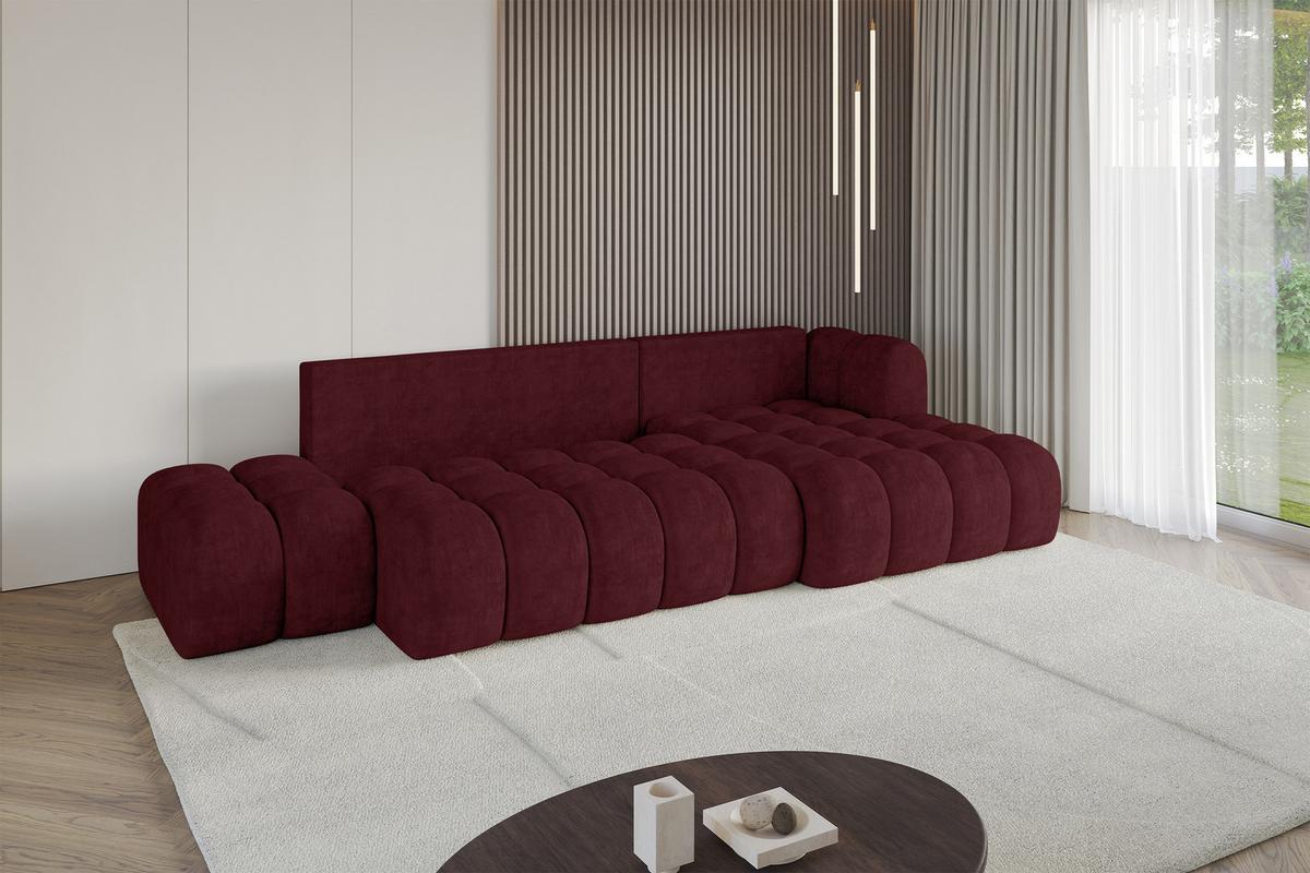 ECKSOFA mit Schlaffunktion Ottomane RECHTS OLEA-L2 321x164x75 Bordeauxrot Velours - Bordeaux/Schwarz, Holzwerkstoff/Kunststoff (164/321cm) - ALTDECOR