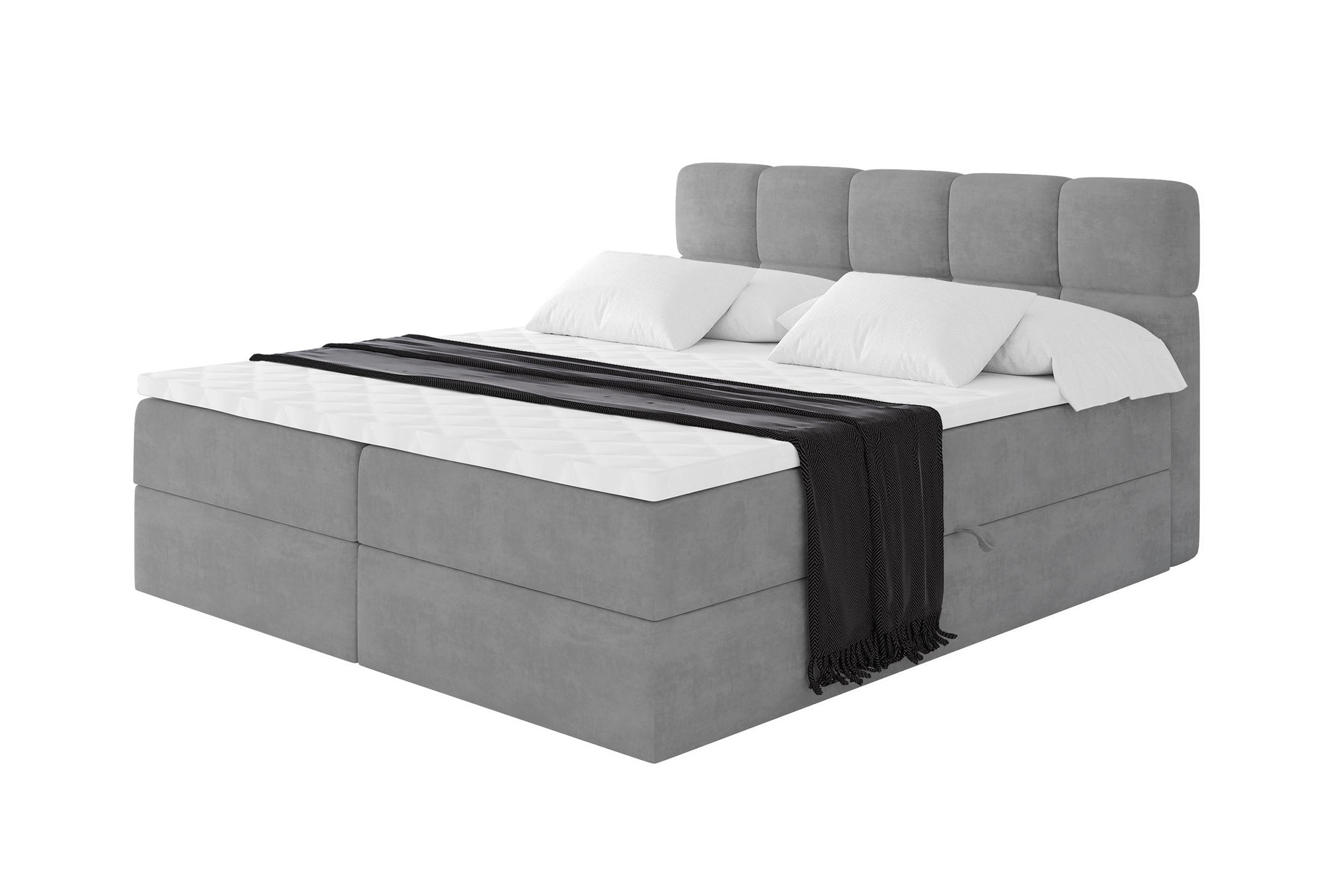 BOXBETT mit Matratze H4 - FAMA - 140x200 cm Grau Monolith - Graphitfarben, Holzwerkstoff (140/200cm) - ALTDECOR