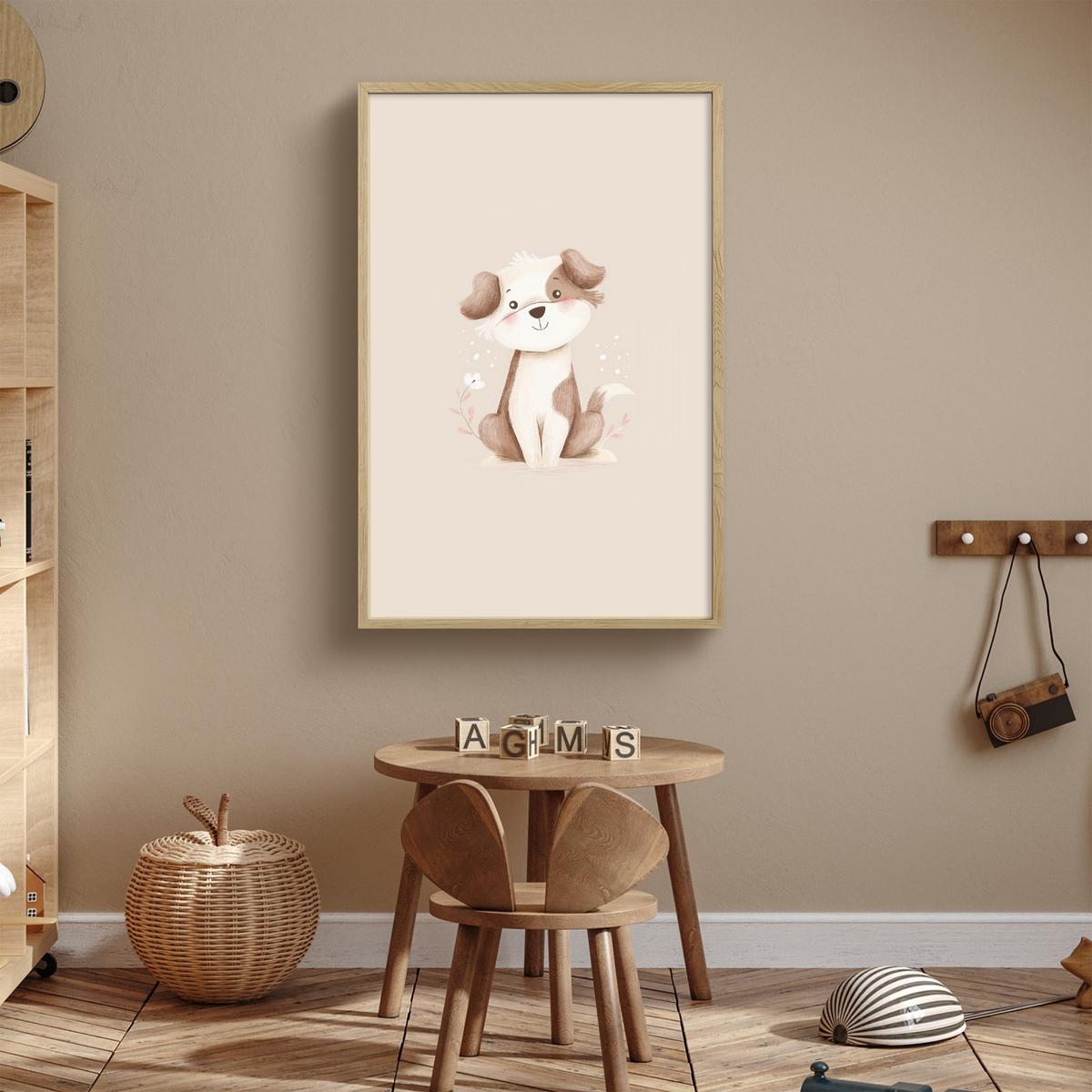 WANDLEUCHTE MIT AKKU Hund - Gefleckt - Braun 70x100 cm - Beige, Holzwerkstoff (70/100/8cm) - OnlyWow