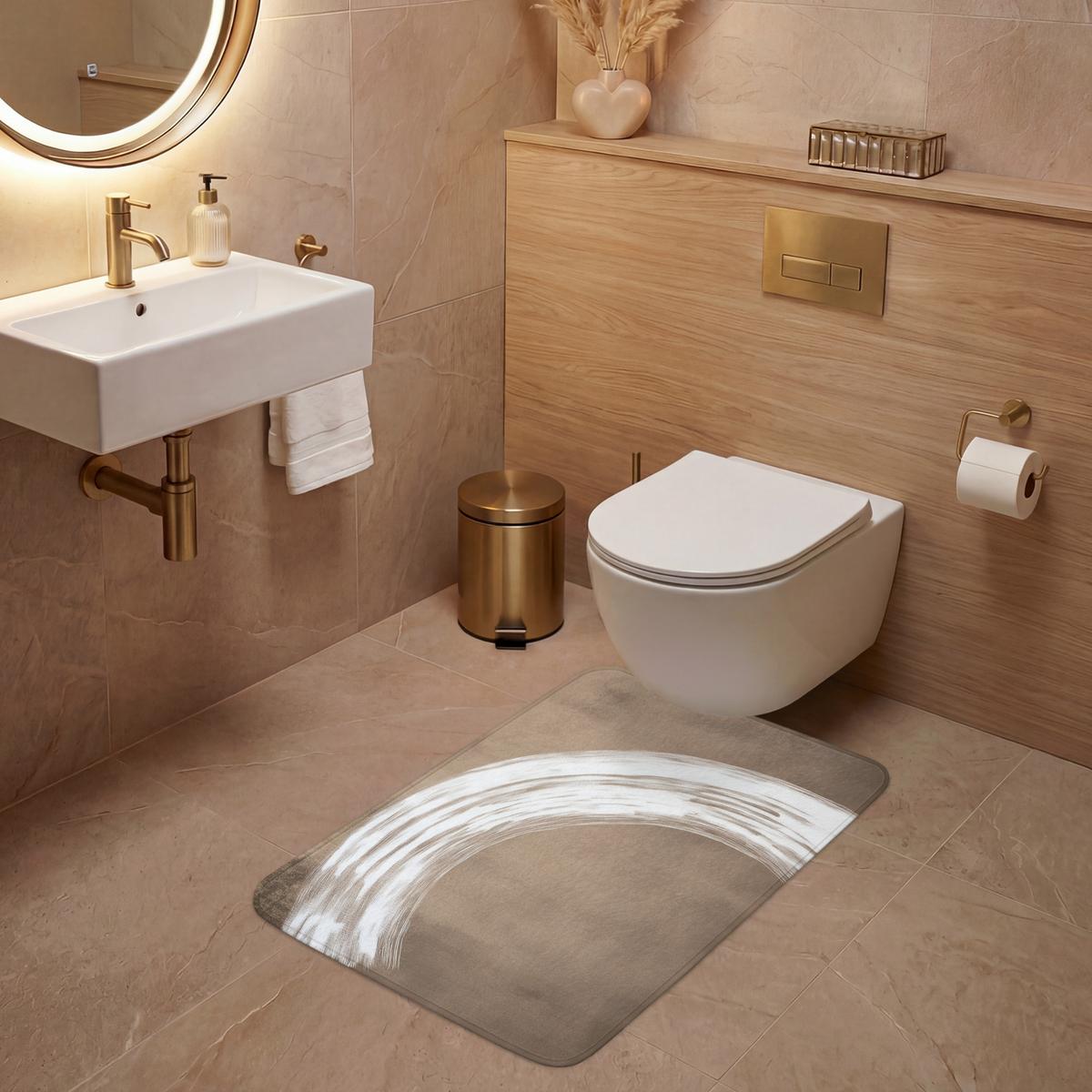 WC-VORLEGER Farbe - Braun - Japandi Toilettenvorleger 60x90 cm - Mokka, Textil (60/1cm) - OnlyWow