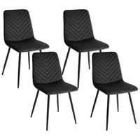 ESSZIMMERSTUHL 4er-Set Samtstoff Schwarz Havre - Schwarz, Textil (45/88/62cm) - Beliani