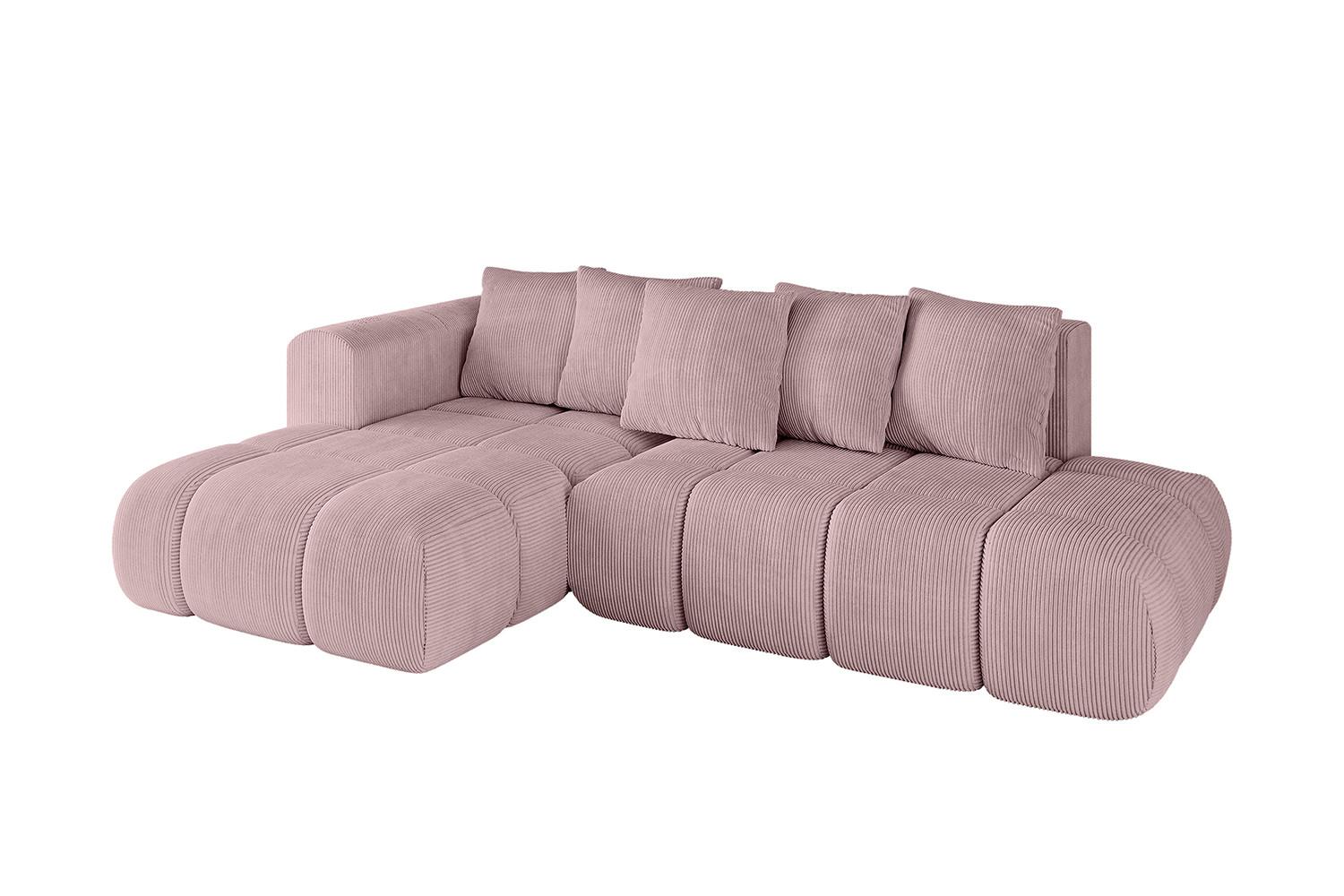 ECKSOFA Ottomane Links CLOUD-L-v1 280x185x90 Rosa Cord - Rosa, Holzwerkstoff/Kunststoff (180/289cm) - ALTDECOR