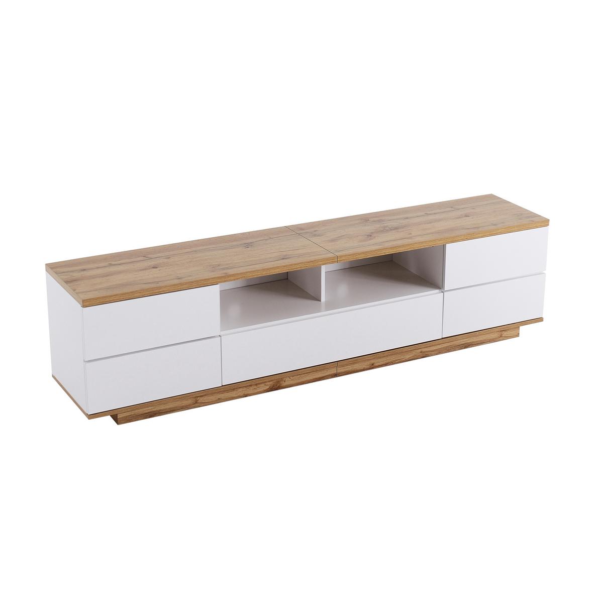 TV-SCHRANK 180 cm in Weiß & Holz-Optik Modernes Color-Block-Design - Honigeiche, Holzwerkstoff (180/46/38cm) - Urban Meuble