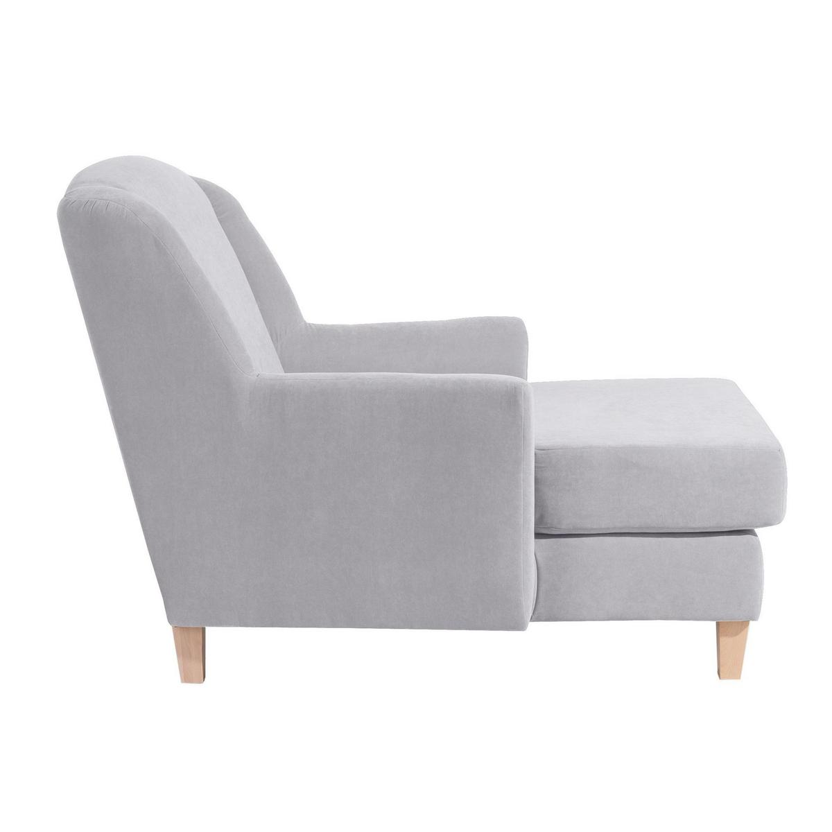SESSEL XXL Karil Bezug Veloursstoff Buche natur / silber - Grau, Kunststoff (136/107/142cm) - 58aufmkessel