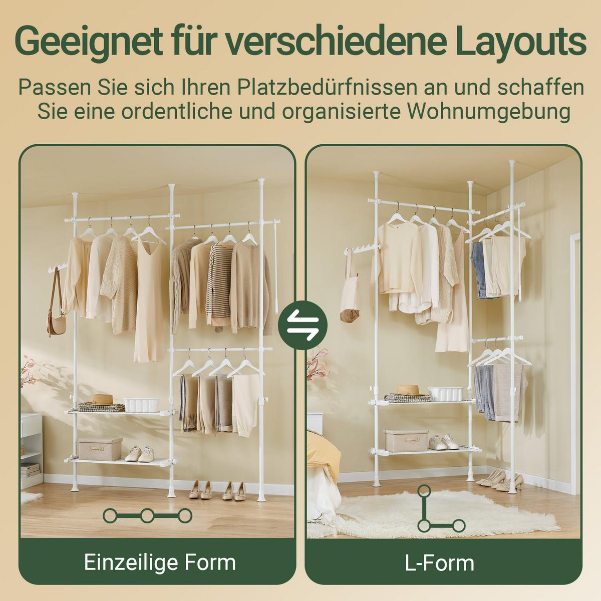 TELESKOP GARDEROBEN SYSTEM Weiß - Weiß, Kunststoff (198/285/1cm) - SoBuy