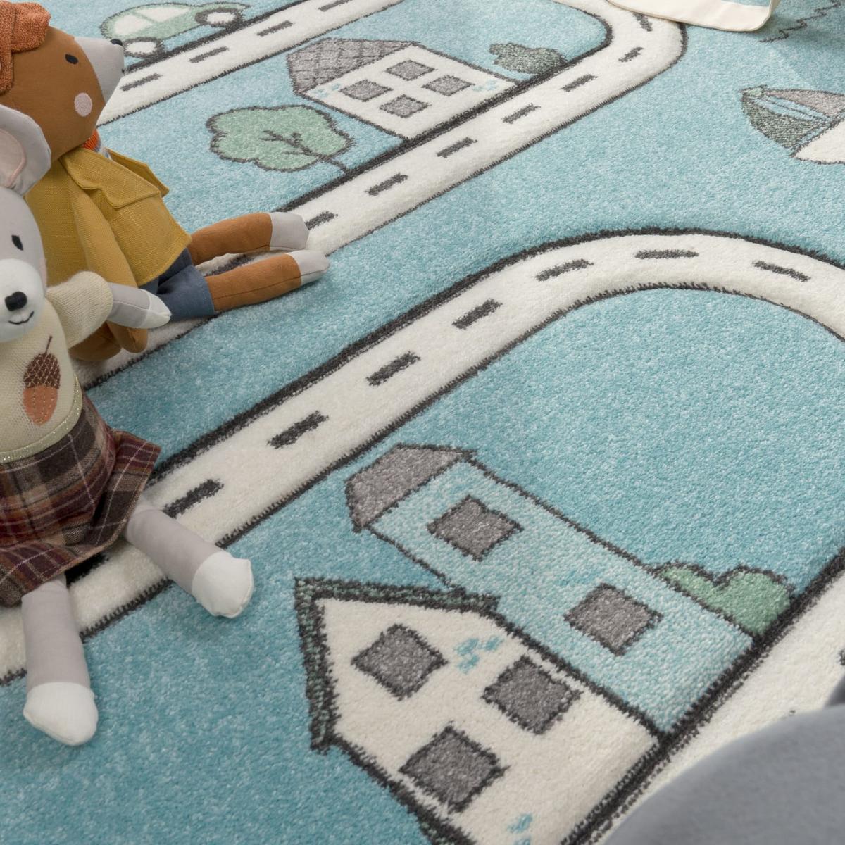 KINDERTEPPICH, mit Roadmap-Motiv, Blau, 80 x 150 cm - Blau, Textil (80/150cm) - KADIMA DESIGN