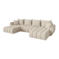 WOHNLANDSCHAFT mit Schlaffunktion und Bettkasten TOKO-U-v1 378x194x86 Creme Velours - Creme/Schwarz, Holzwerkstoff/Kunststoff (378/86/194cm) - ALTDECOR