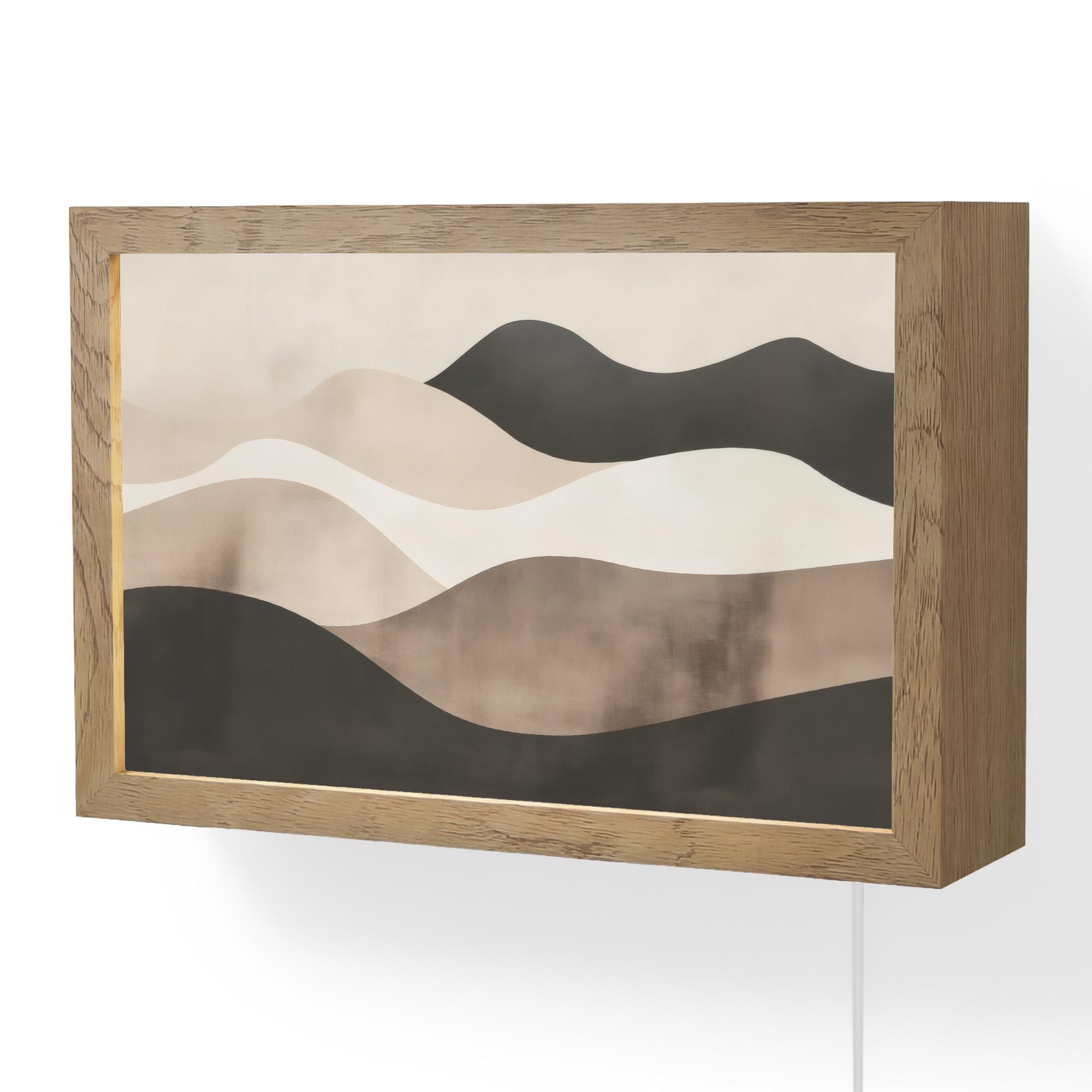WANDLEUCHTE Abstrakt - Landschaft - Wellen - Cremefarben 30x20 cm - Graubraun, Holzwerkstoff (30/20/8cm) - OnlyWow