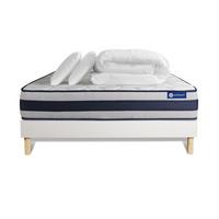 BETT Actilatex ergo Latex und Memory-Schaum 140 x 190 cm h3 - Kit Bettgestell Weiß - Mit Kissen und Bettdecke - Beige/Weiß, Karton/Holz (140/190cm) - ACTISOM