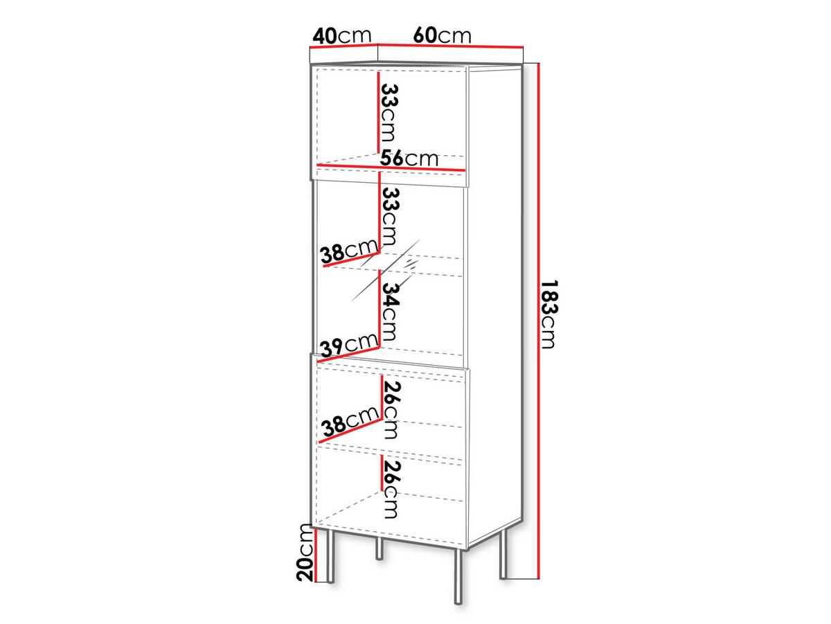 VITRINE Tacos - Schwarz/Braun, Holzwerkstoff/Metall (60/183/40cm) - MIRJAN24