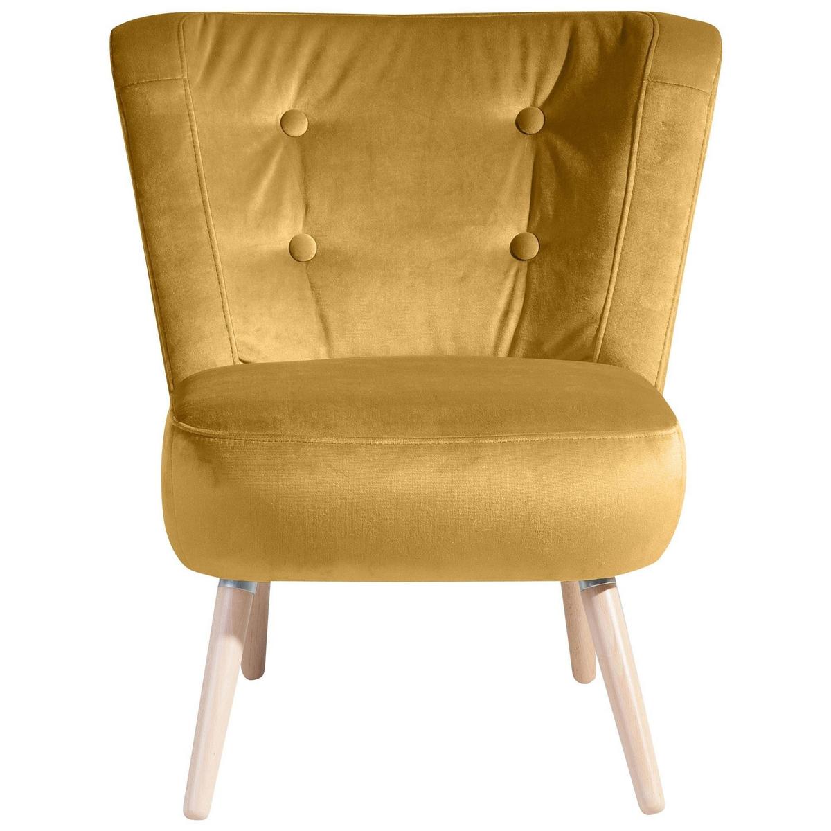 SESSEL Kassi Bezug Samtvelours Buche natur / mais - Gelb, Kunststoff (69/80/68cm) - 58aufmkessel